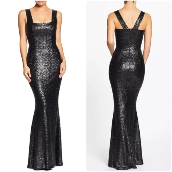 Dress the Population Raven Black Sequin Dress Mermaid Formal Gown XXL NWT - Picture 1 of 5
